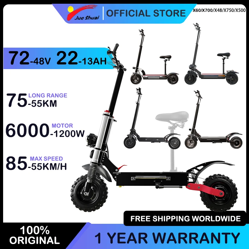 

Электрический скутер дальнего действия, 100 км, 48 В-72 В, складной электрический скутер с литиевой батареей, 11 дюймов, внедорожные шины, тротники électriques