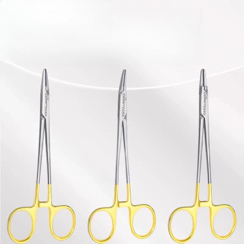 

Золотистые щипцы-иглодержатели для стоматологии 14/16 см из нержавеющей стали с позолоченной ручкой, ортодонтические щипцы, инструмент для коррекции двойного века