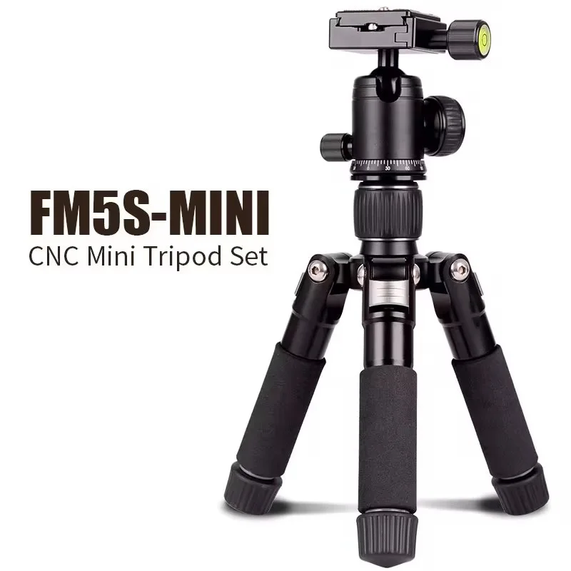 FM5S Portable Tripode Lightweight Travel Stand Tabletop Video Mini Tripod with 360 Degree Ball Head for Camera DSLR SLR