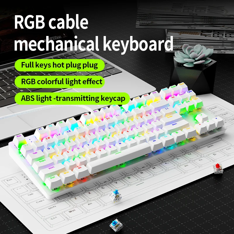 

SOREX AK87 Wired Mechanical Keyboard 75% Mechanical Keyboard Full Keys Hot Swap RGB For Gamers Office PCs