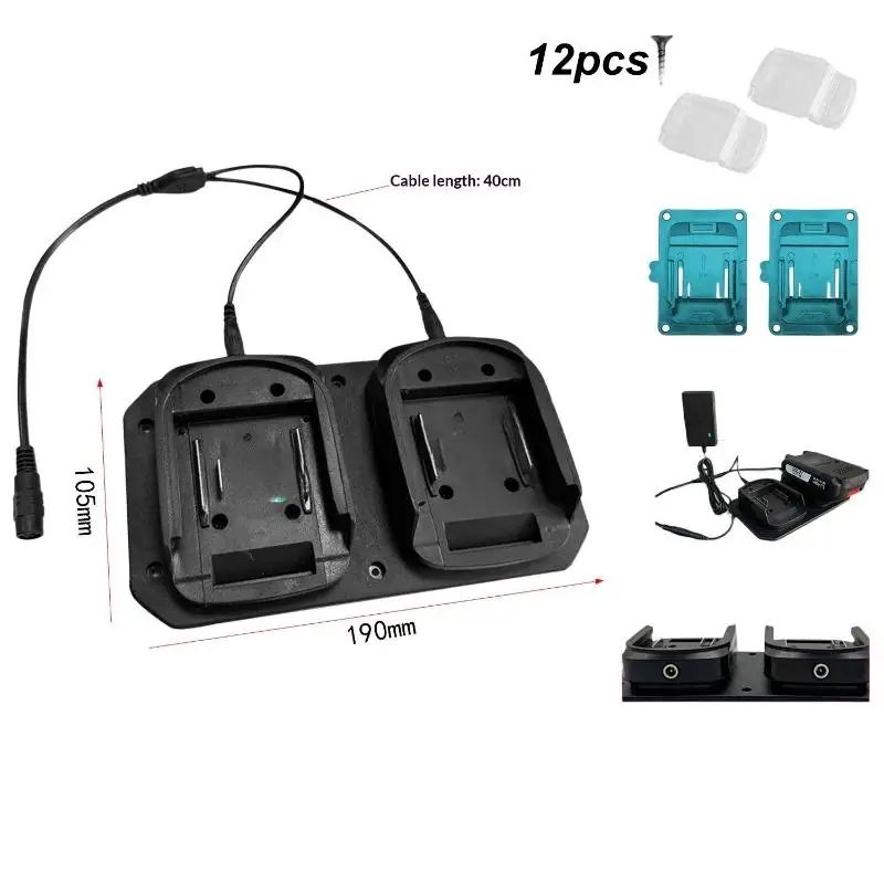 1 Set Power Station DIY Accessories Dual Port Battery Adapter For 18V Battery Double Power Output Holder With 40cm Cable