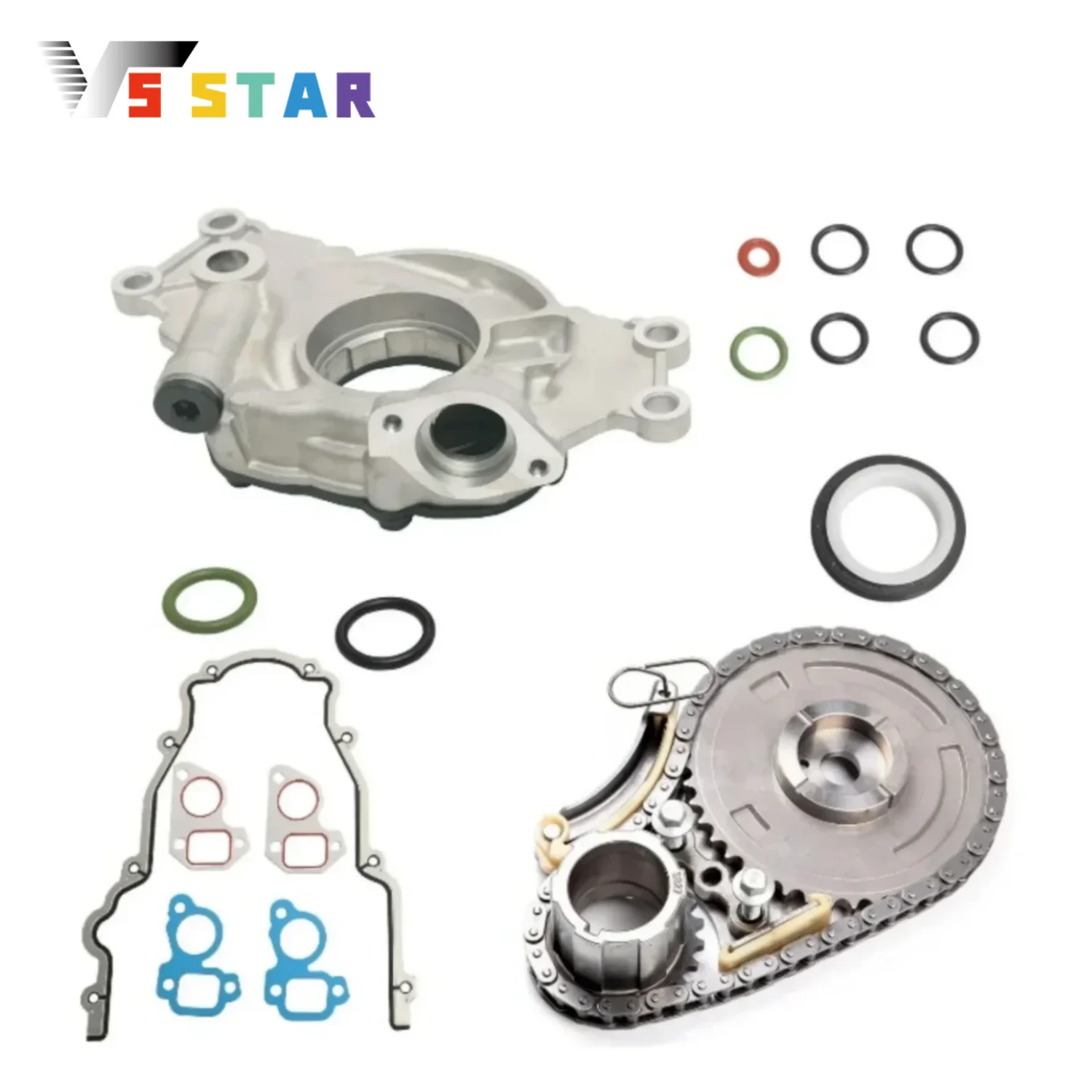 

12626407 12696357 12586665 12556582 Oil Pump Timing Chain Kit Sliver For 2007-2009 Chevrolet Avalanche 5.3L Silverado 1500 4.8L