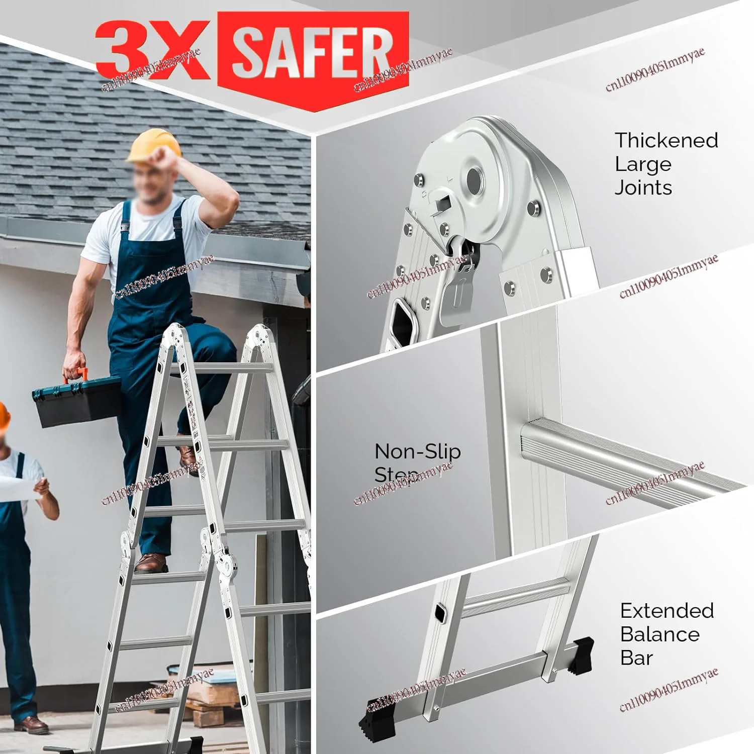 Multifunctional Folding Ladder Aluminum Alloy Thickened Herringbone Ladder Telescopic Household