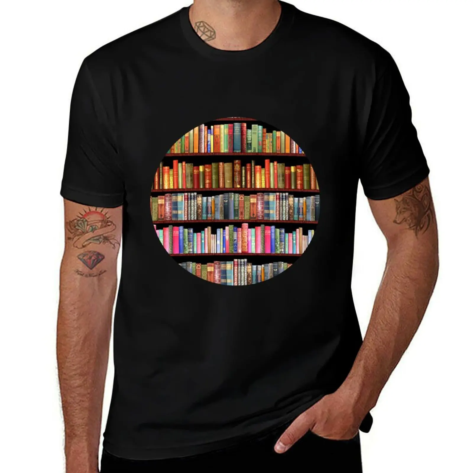 Bookworm Antique book library, vintage book shelf T-Shirt Soft Durable Cotton T-Shirt