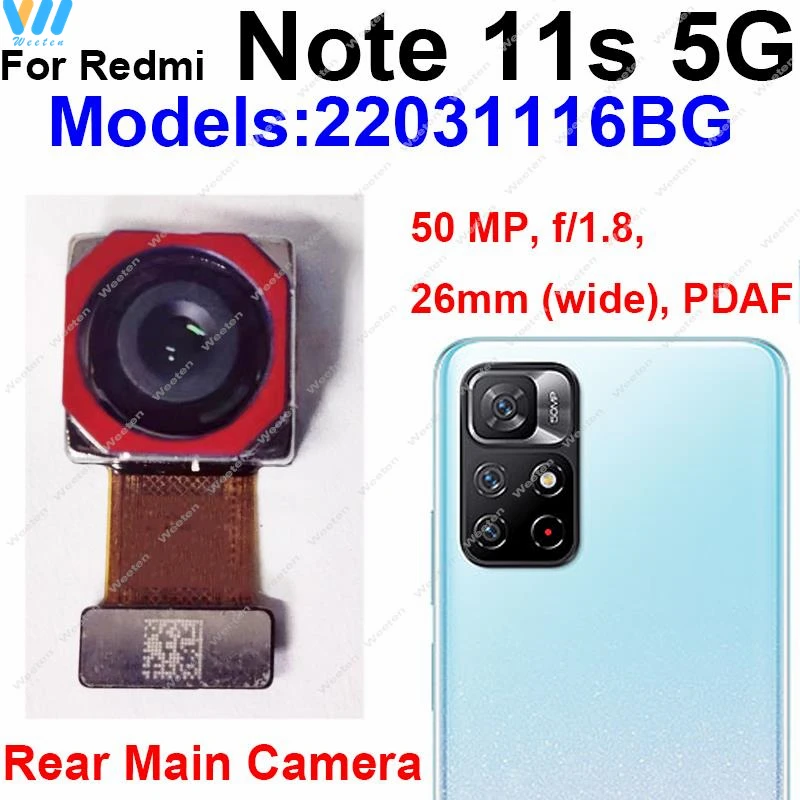 Front & Back Rear Main Camera For Xiaomi Redmi Note 11S 4G 5G Back Main Front Facing Camera Module Flex Cable Repair Parts 11S