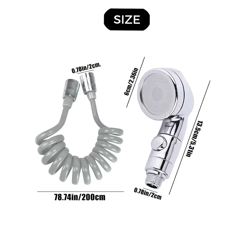 Zewnętrzny prysznic kranowy z wężem, słuchawka prysznicowa, przedłużka do kranu, rozpylacz, system do mycia włosów w łazience.
