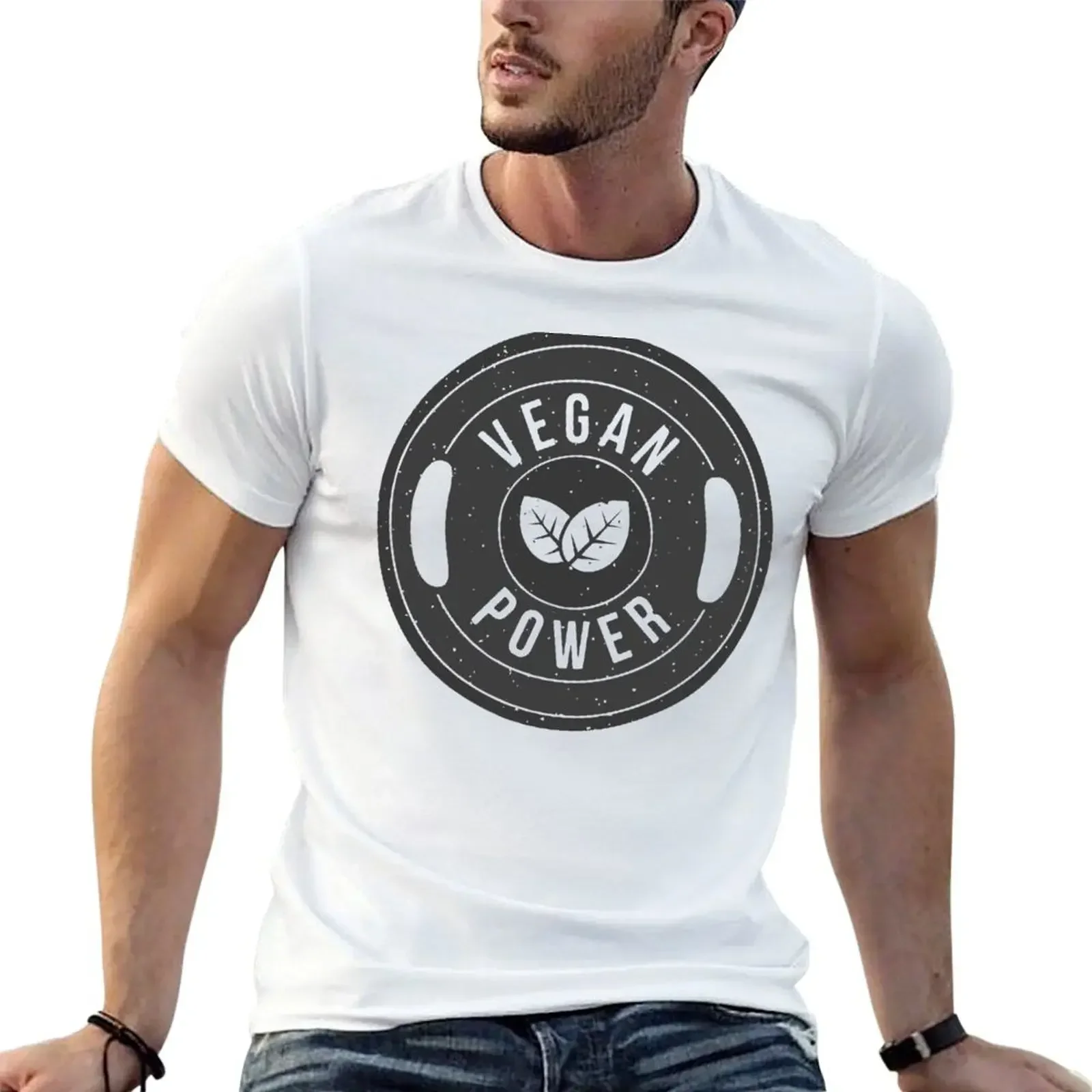 Vegan power barbell T-Shirt Aesthetic clothing vintage clothes mens graphic t-shirts anime