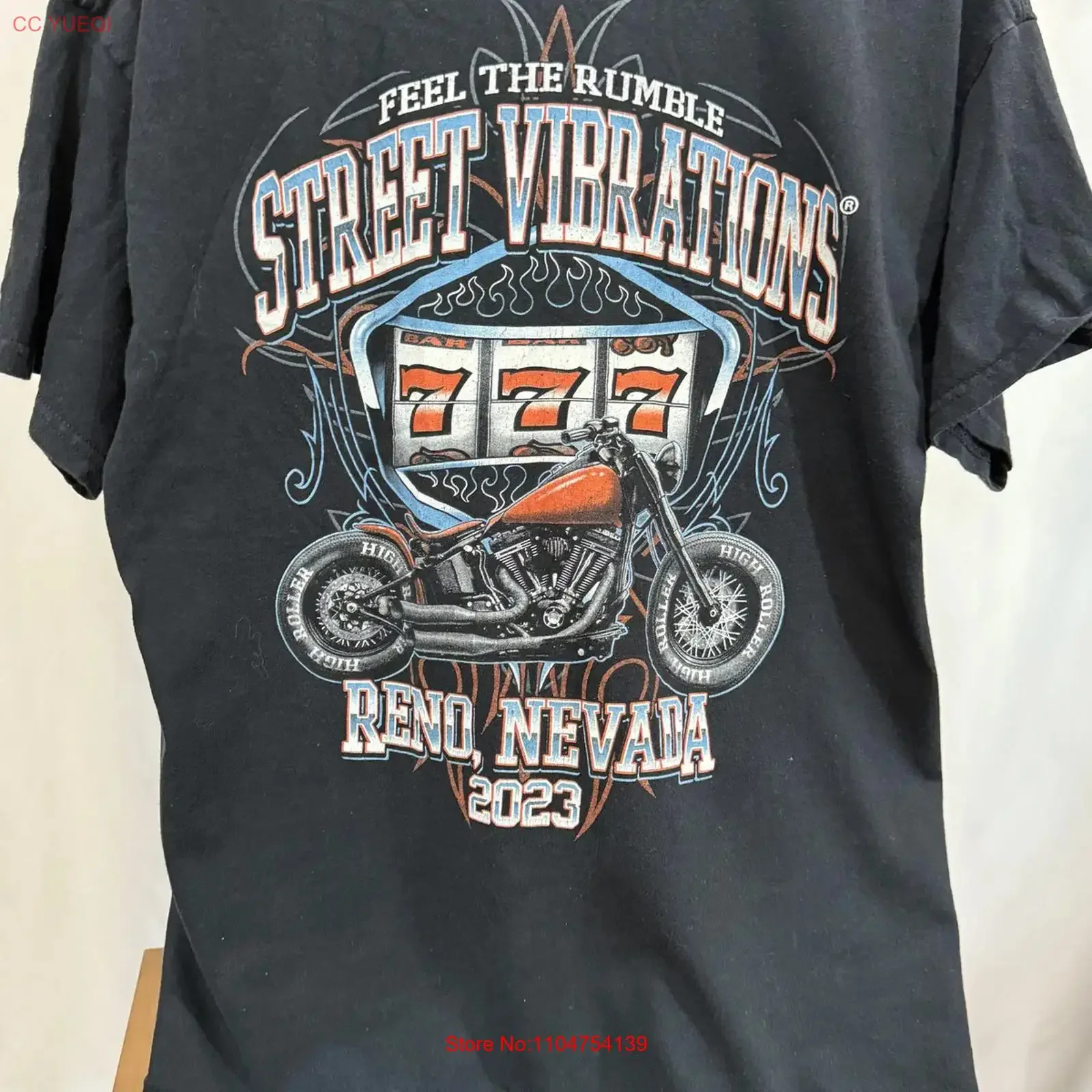 Street Vibrations T Shirt Mens XL Black Reno Nevada 2023 Motorcycle Biker vintage Washed Slightly Unisex graphic Comfortable