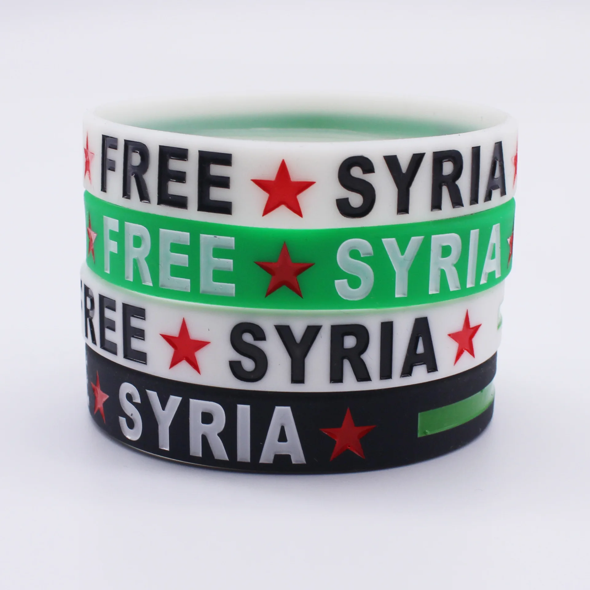 1 PC Free Syria Flag Logo Silicone Bracelets Sports Gift Rubber Bangle Adult Size Jewelry