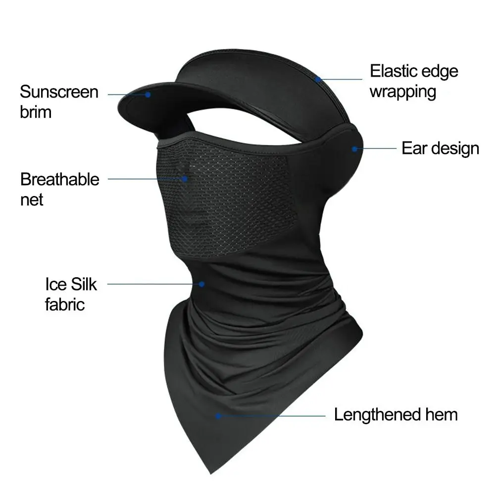 Breathable Ice Silk Face Seamless Scarf Motorcycle Sun Protection Headgear Cover Cycling Sports Breathable Summer Outdoor