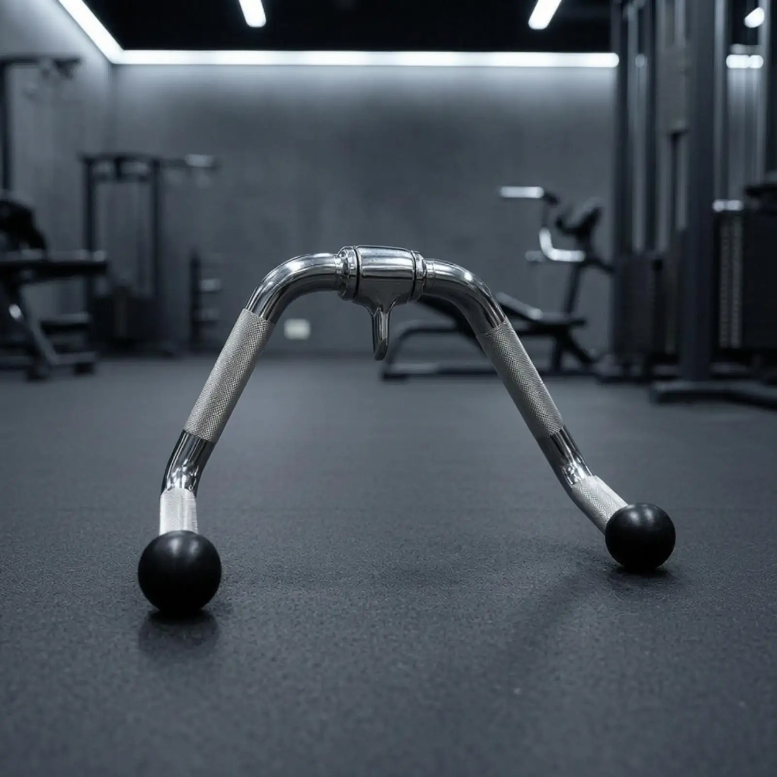 Knurled Steel Cable Handle Rust-Resistant Cable Handle with Rotating Eye Electroplated Lat Pulldown Bar