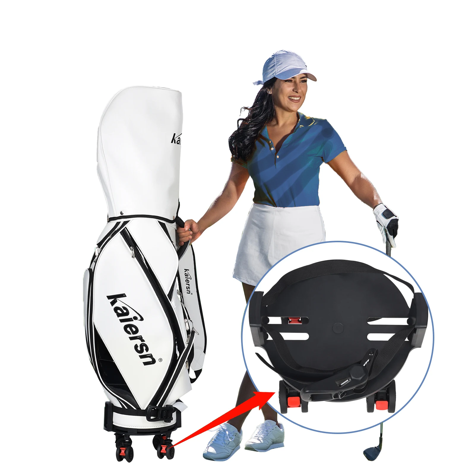 Sac de golf 360 °   Chariot à roues universel, support de Club Portable détachable, Base Mobile