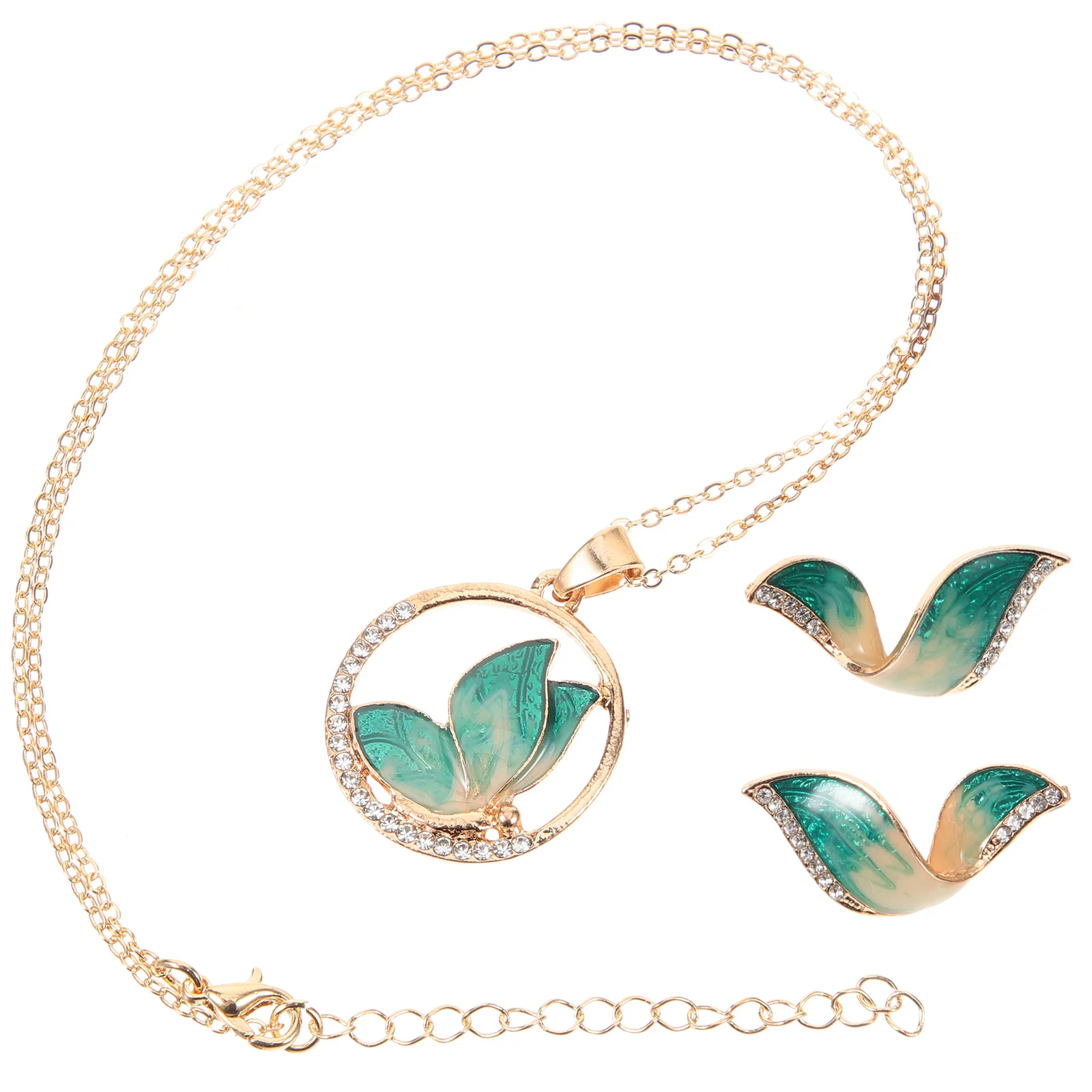 مجموعة قلادة وأقراط مجوهرات العروس الملونة نمط مزاجه سلسلة الترقوة الفاخرة اللؤلؤ قلادة مجموعة أقراط (B