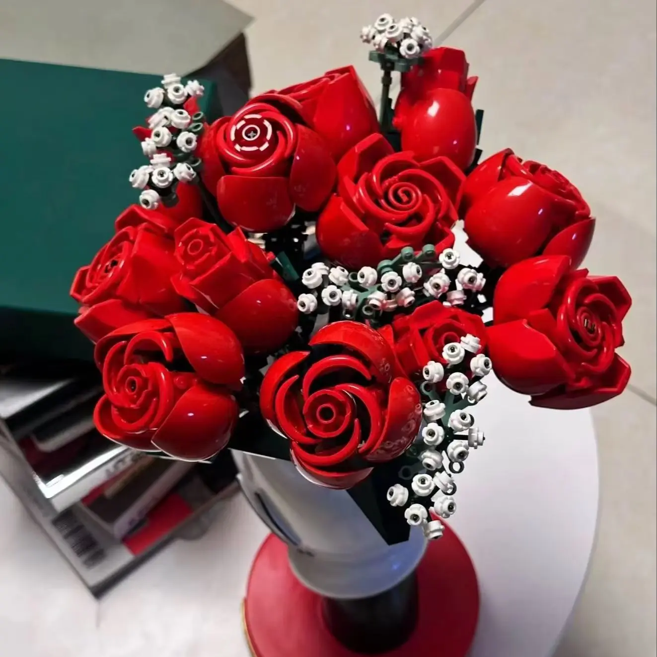 

Bouquet Bouquet of Roses 10328 Romantic Rose Flower Bouquet Building Blocks Creative Home Desk Plant Birthday Christmas Gifts