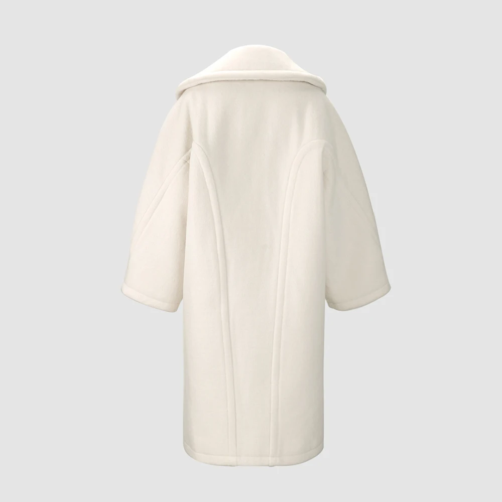 

Women's 100% Wool Tweed Long-Line Trench Coat Minimalist Elegance Commuter Style Trench Coat with Wide Lapel Y2k Winter New