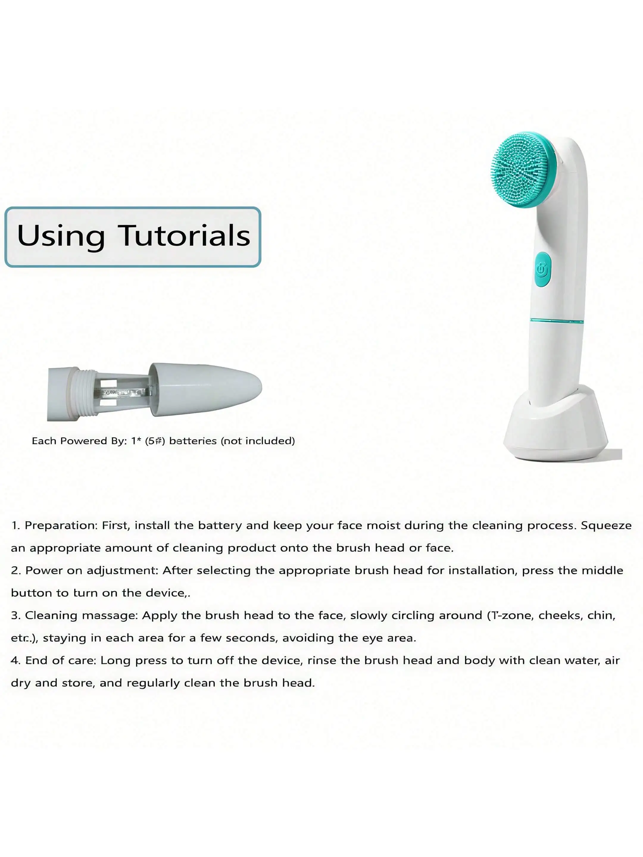 2026 فرشاة تنظيف الوجه الكهربائية مقشر الوجه، منظف الوجه الدوار بالاهتزاز الصوتي يعمل بالبطارية (بدون الخليط) #5