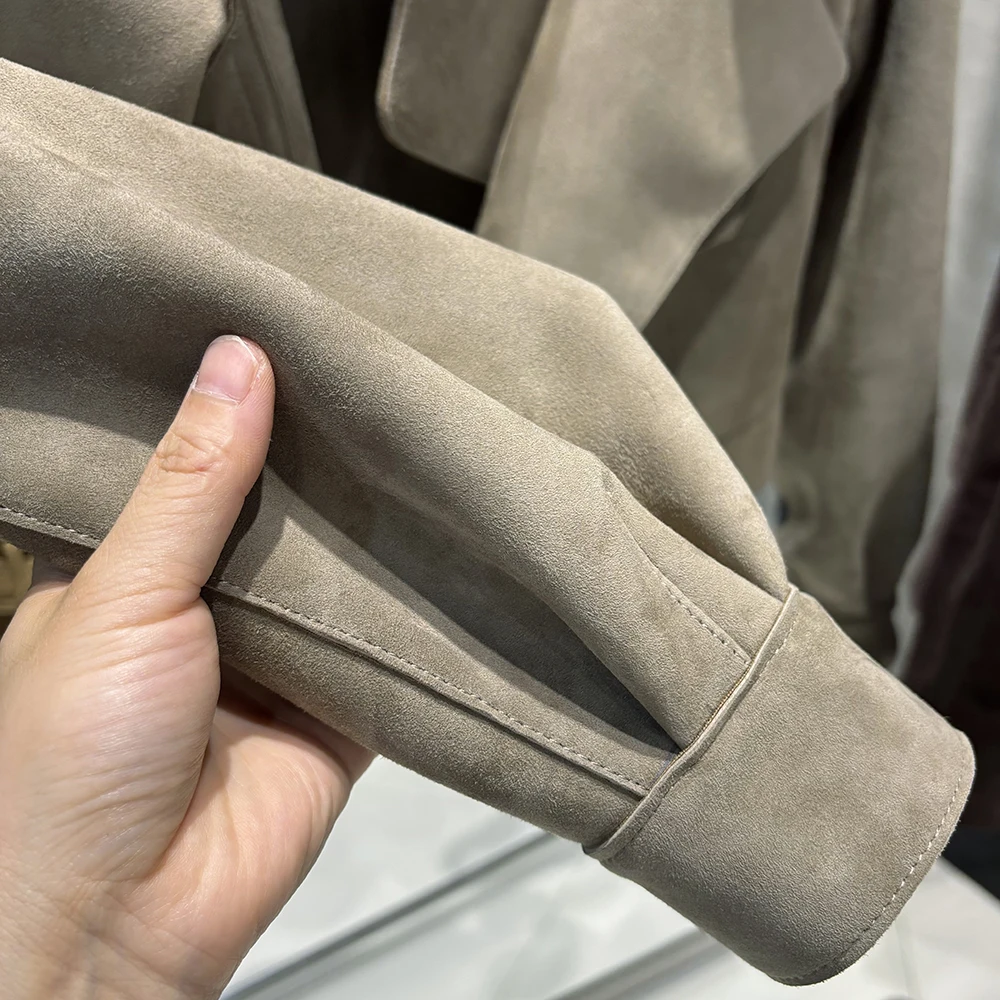 YOLOAgain 2025 Spring Dark Brown Oversized Leather Jacket Women Real Leather Jacket Female Overcoat