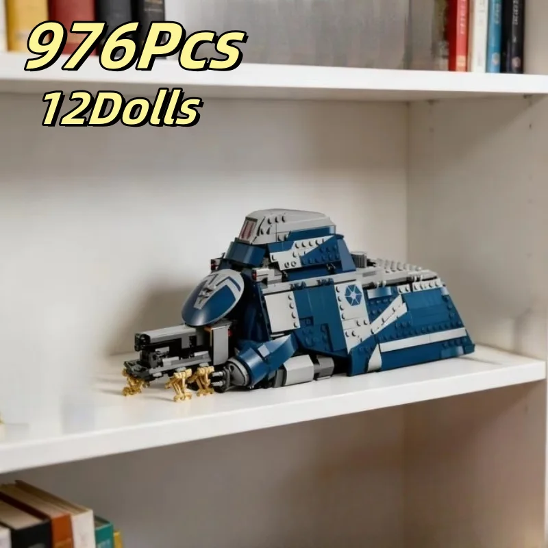Neues MOC Blaues Gepanzertes Panzerfahrzeug-Modell, Bausteine als Heimdekoration, Festtagsgeschenk