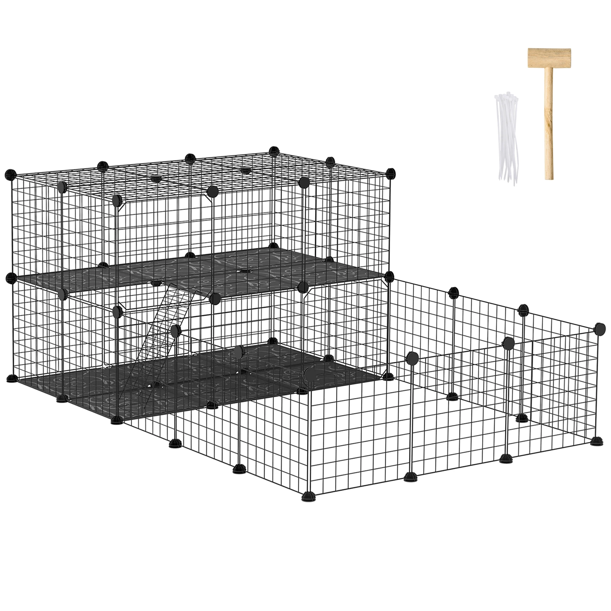 Cage Pawhut pour petits animaux forme personnalisable noir