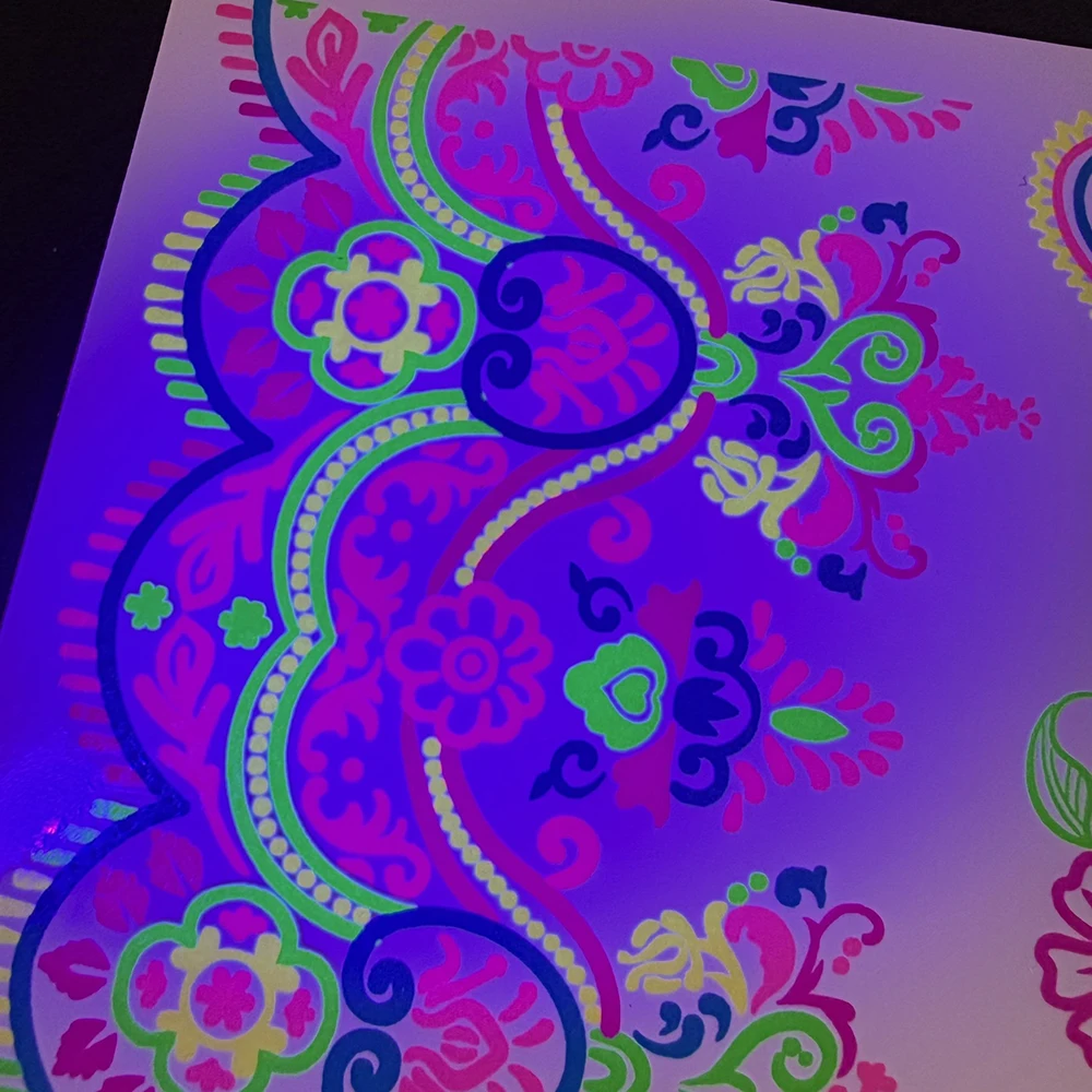 6 قطع من الوشم المؤقت المتوهج في الظلام نيون/الضوء الأسود ملصقات مقاومة للماء قابلة للتنشيط للحفلات الموسيقية/المهرجانات/المتوهجة* #6