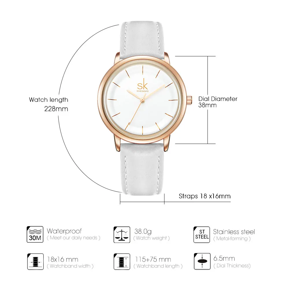 Shengke Women Watches Simple Fashion Female Leather Quartz Wrist Watch Ladies Waterproof Clock Girl Gift Relogio Feminino