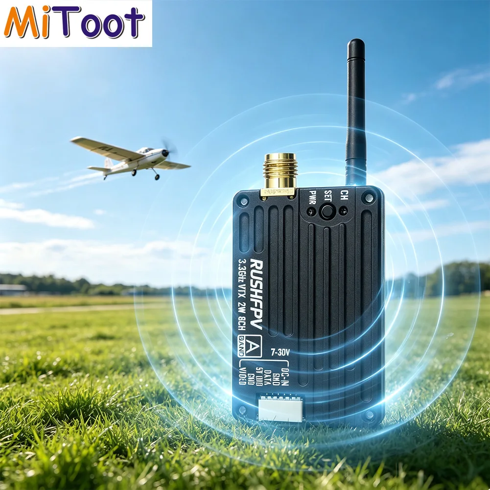 RUSHFPV 3.3G 2W VTX Kit 2W Video Transmitter DVR Module FPV VTX for Long Rang RC Racer Drone