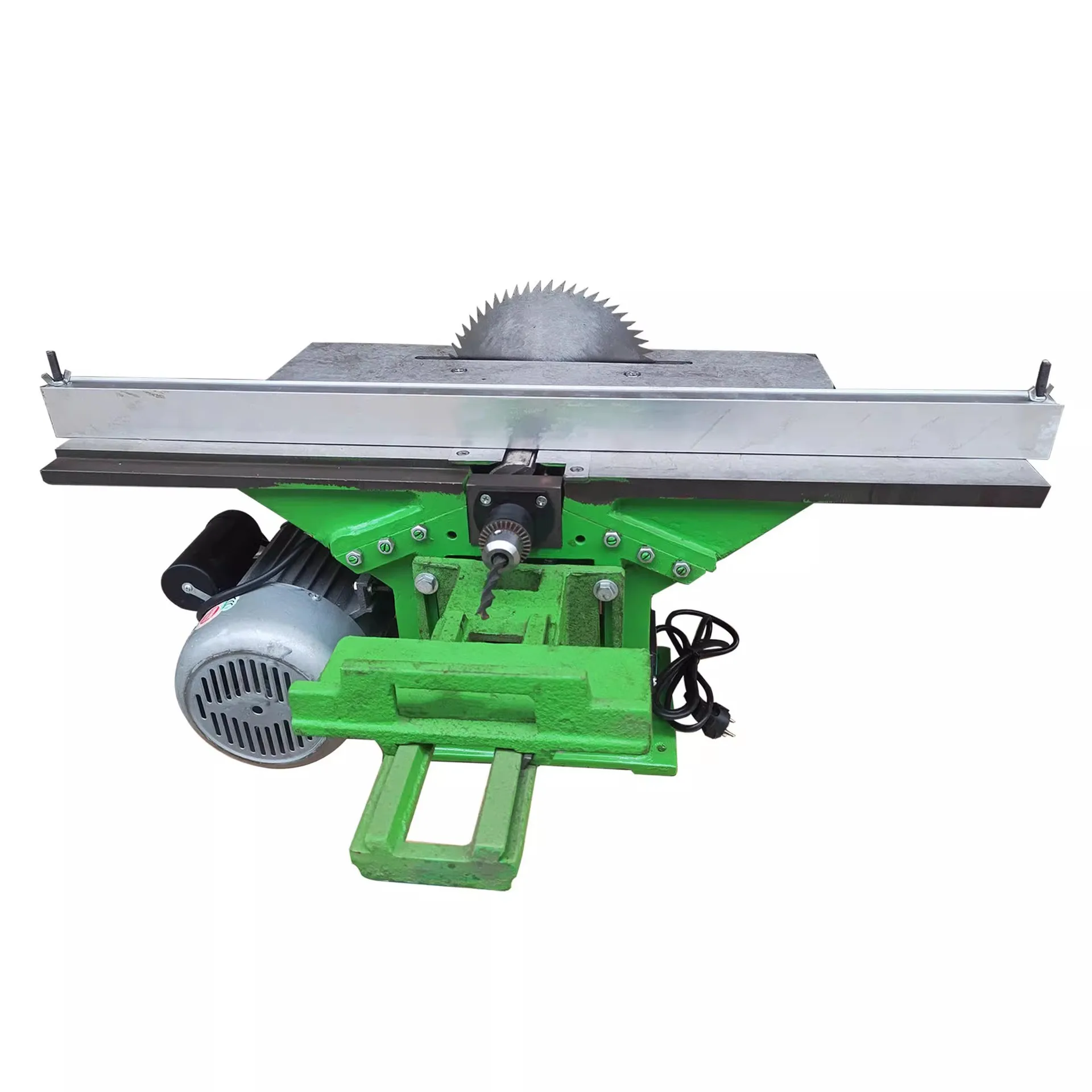 Woodworking table planer four-in-one household small table saw chainsaw punching square hole