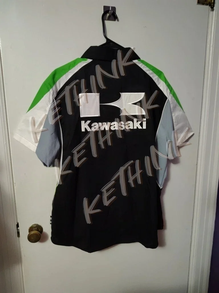 

Vintage Kawasaki Japanese Moto Racing Big Logo Tee Polo, POLO Shirt Motorcycle Short Sleeve Riding Gear Moto Racing Style