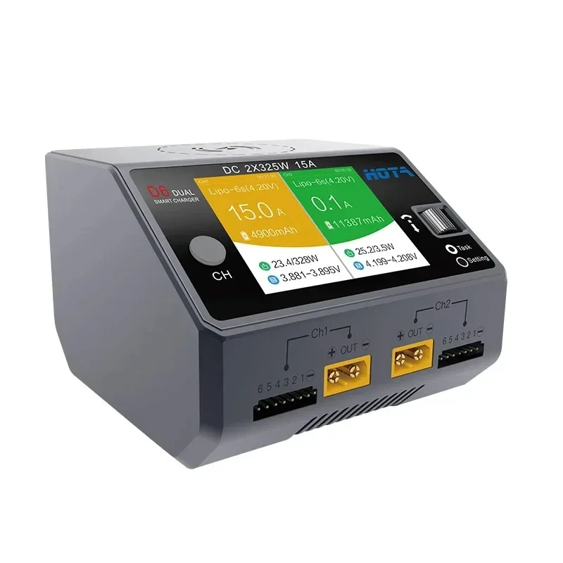 D6 Dual Channel AC/DC Smart Charger 650W 15A 1600mA Balance Current for 1-6S Lipo LiHV NiMH Battery RC Drone