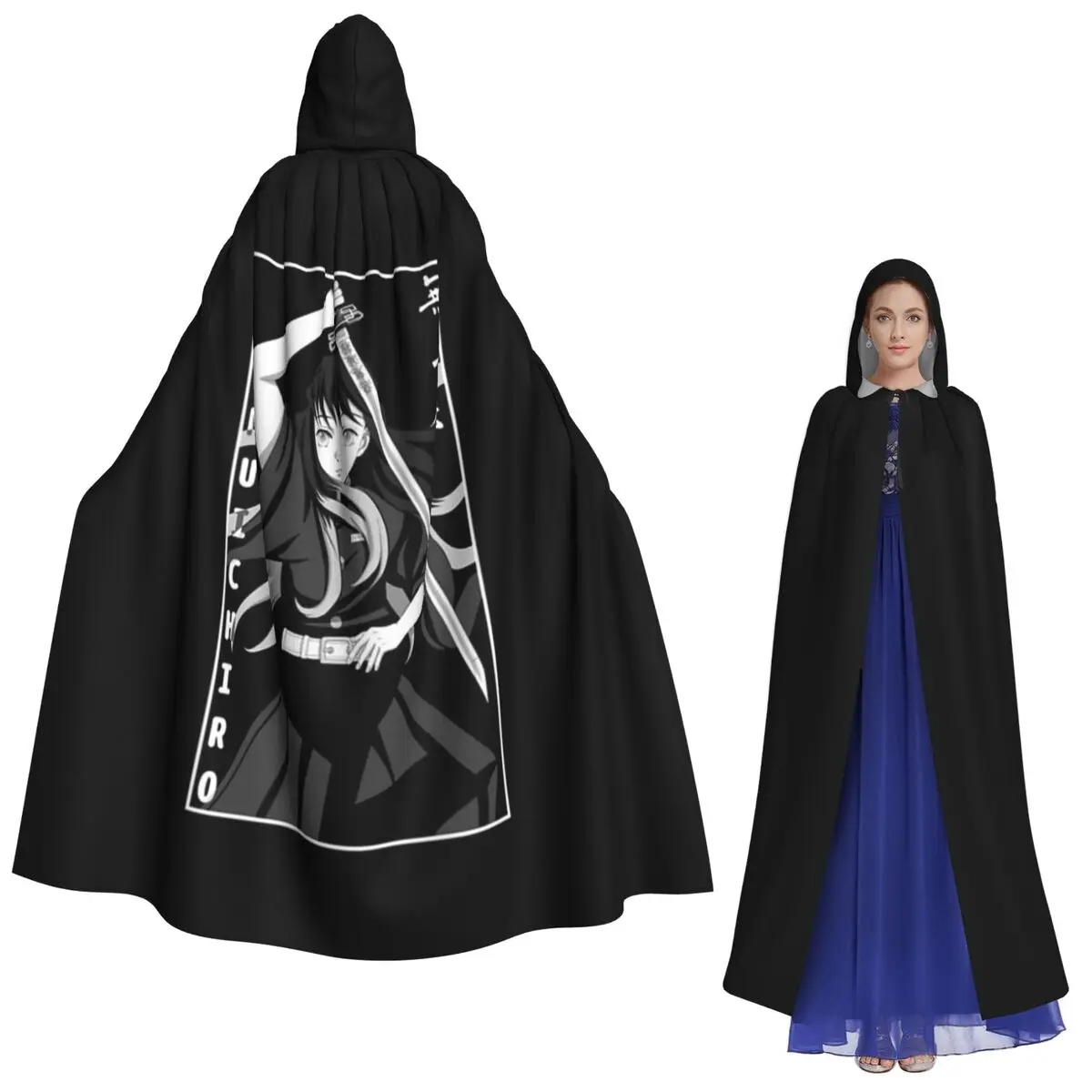 

Muichiro Tokito Long Hooded Cloak Witch Medieval Costume Cosplay Cape HalloweenCoat Adult Unisex