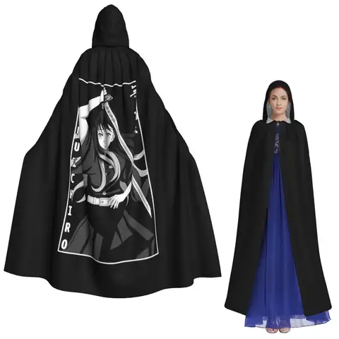 Muichiro Tokito Long Hooded Cloak Witch Medieval Costume Cosplay Cape HalloweenCoat Adult Unisex