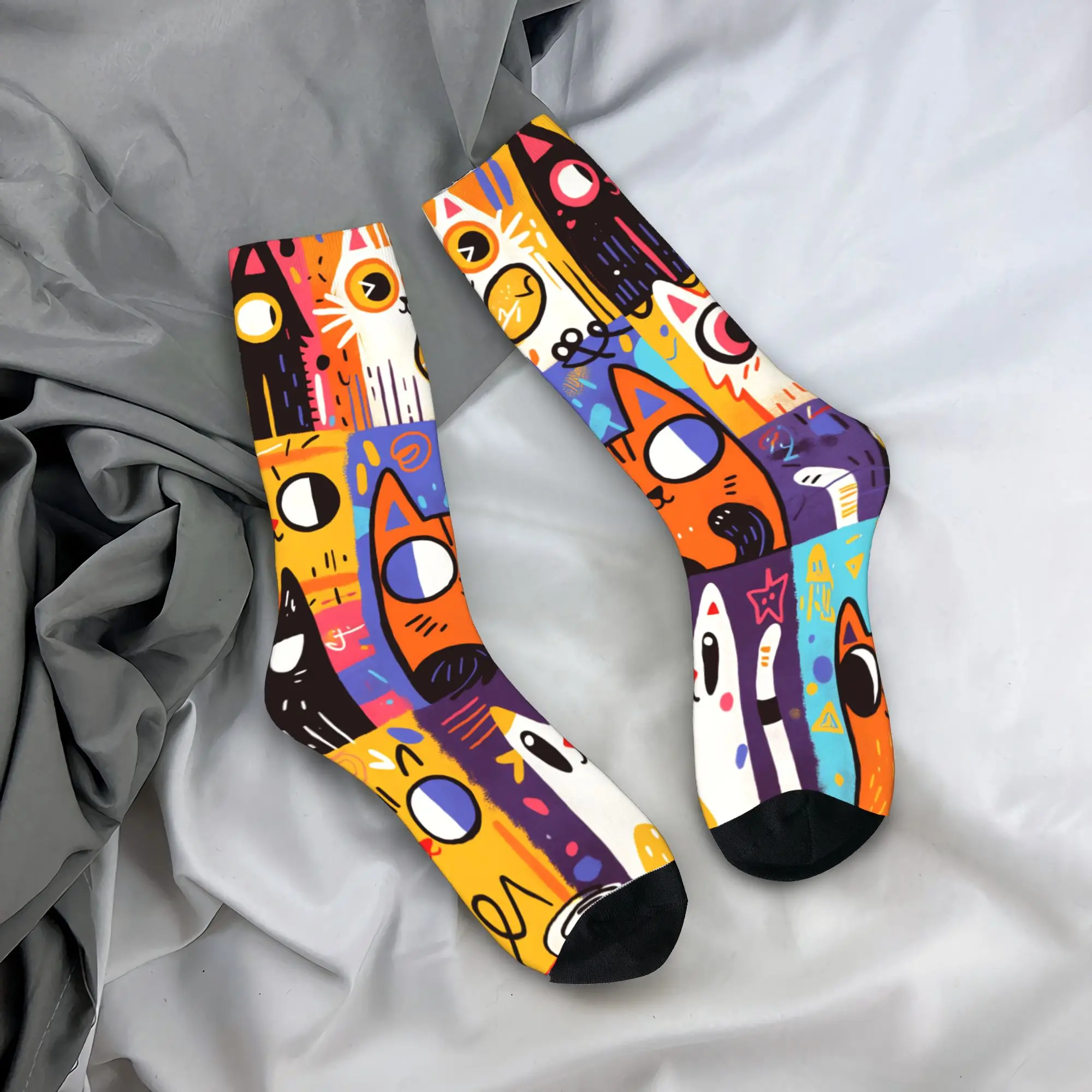 

Носки с милым котом на заказ, антибактериальные чулки, мужские уличные носки высокого качества, осенние модные носки с принтом