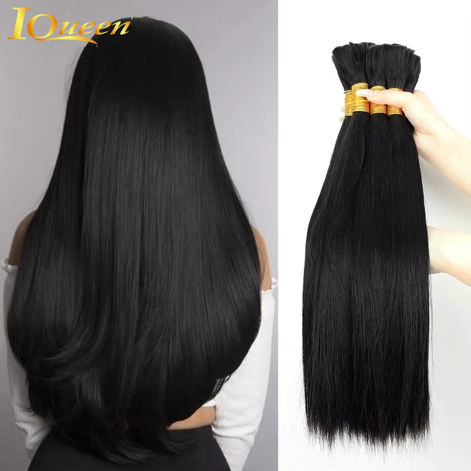 

Straight Bulk 100% Human Hair No Weft Remy Bulks For Braiding 16-24 Inches Wholesale Remy Hair Extension Natural Black Color