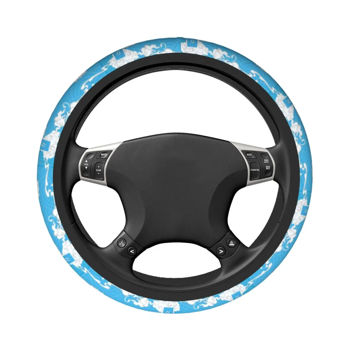 Tanjiro Kamado غطاء عجلة توجيه سيارة 38 سنتيمتر القتلة المرنة طباعة K-Kimetsu أنيمي Elastische سيارة التصميم اكسسوارات السيارات #2