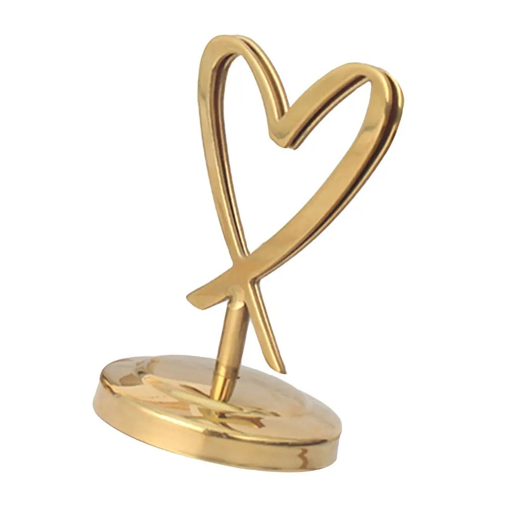 

Heart Shaped Metal Business Card Holder Menu Clip Cards Clamp Photo Stand Golden Practical Storage Desk Organizer