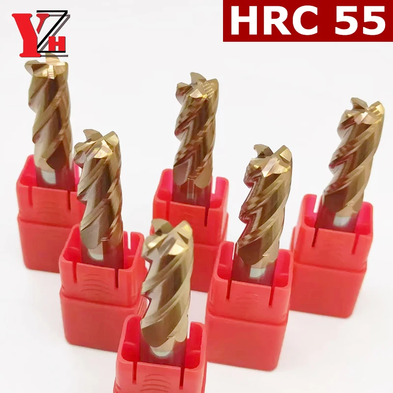 Corner Radius End Mill HRC55 4 Flute CNC R Bullnose Cutter Tungsten Carbide Steel 2R0.5 3R0.5 4R0.5 5R0.5 6R0.5 8R0.5 10R0.5