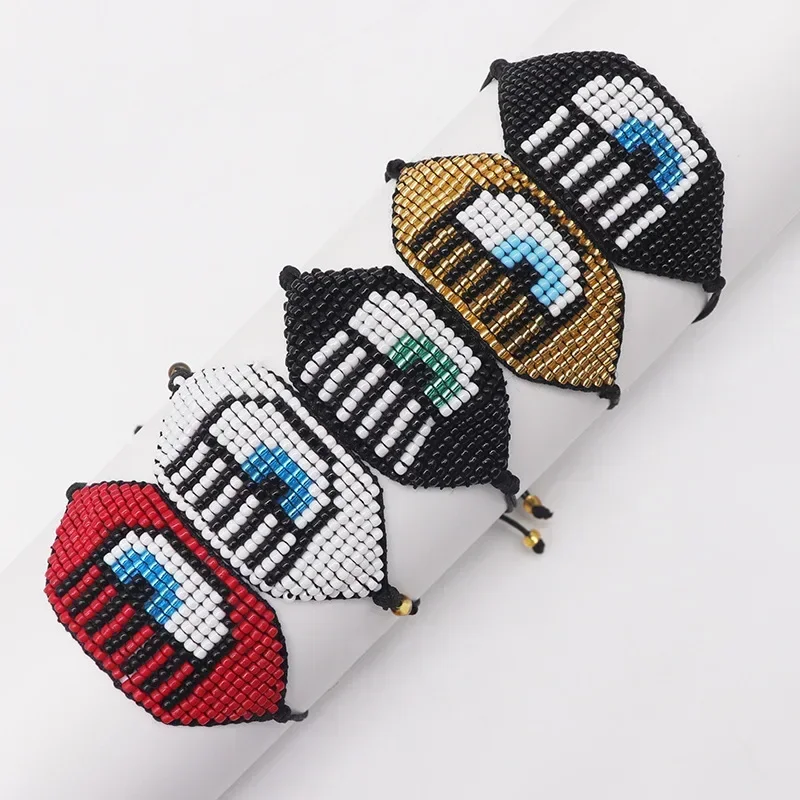 Beaded bracelet Individuality Eye Design Geometry Hand knitting Bohemia Adjustable Tide Female Simple Rice bead bracelet