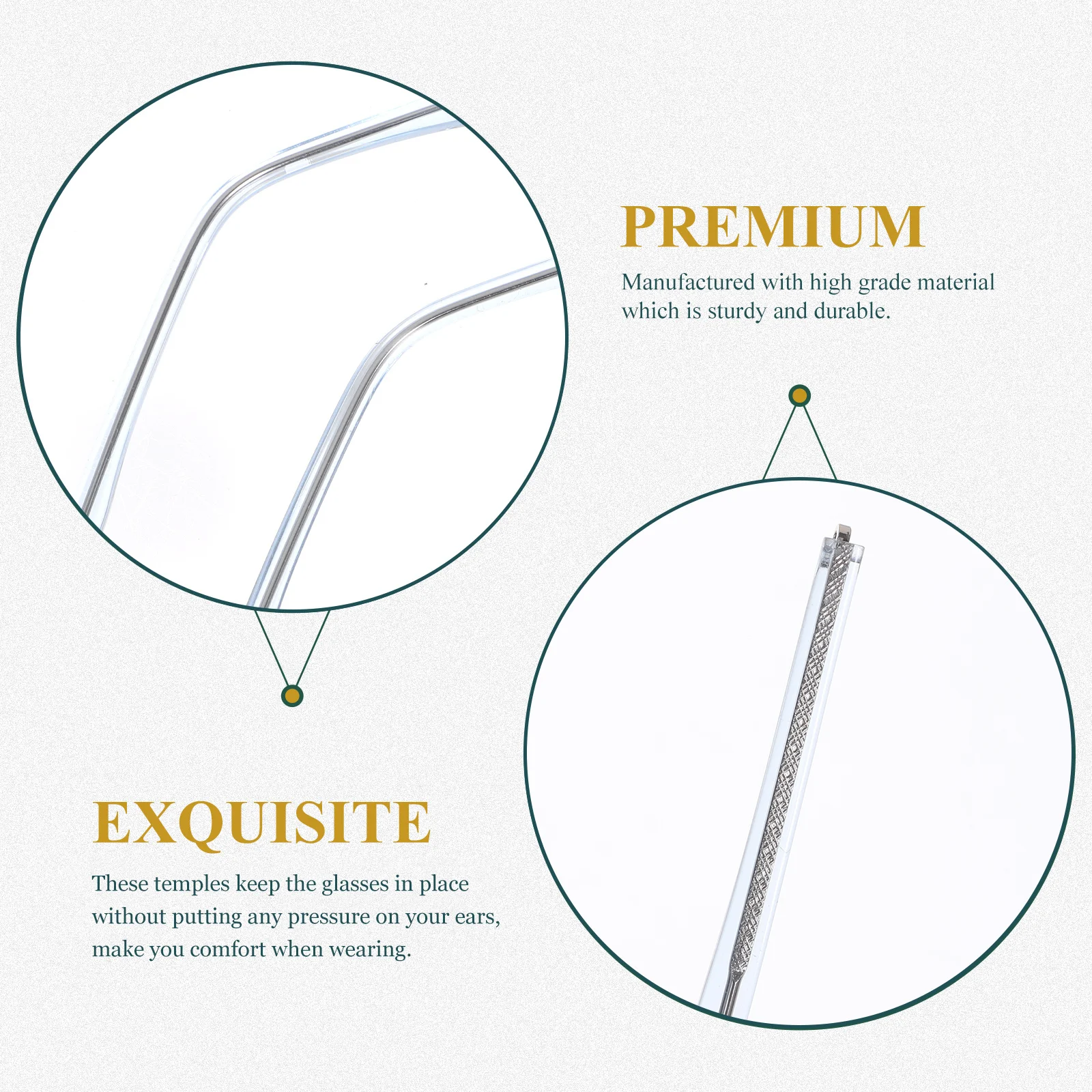 

1Pair Lightweight Metal Glasses Legs Replacement Ear Pressure Relief Temples for Eyeglasses Sunglasses Repair Parts