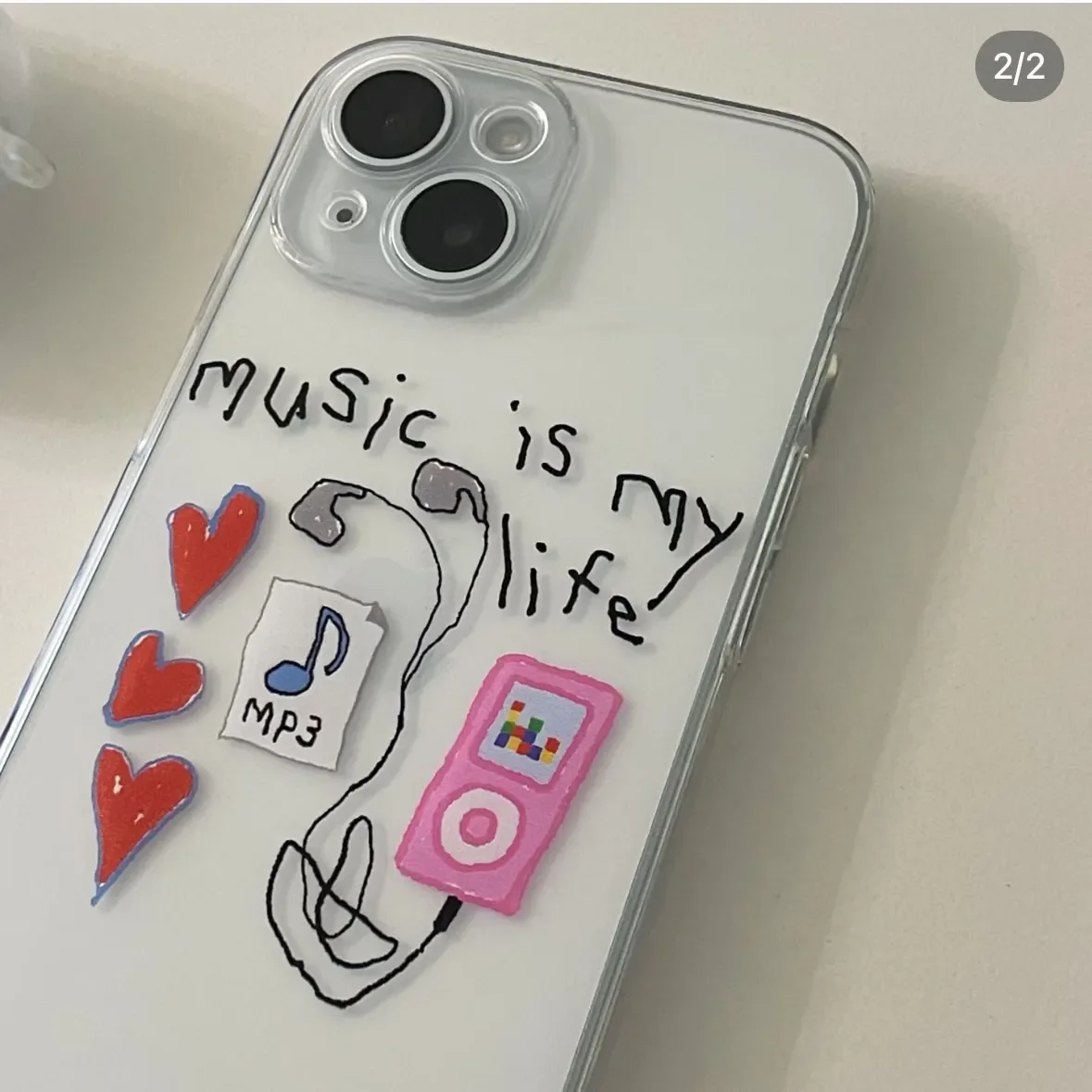 Hand Drawn Headphones Cartoon Kawaii Phone Case For iPhone 16 15 14 13 12 11 Pro Max XR XS Max 7 8 Plus MINI Y2K Creative Cover