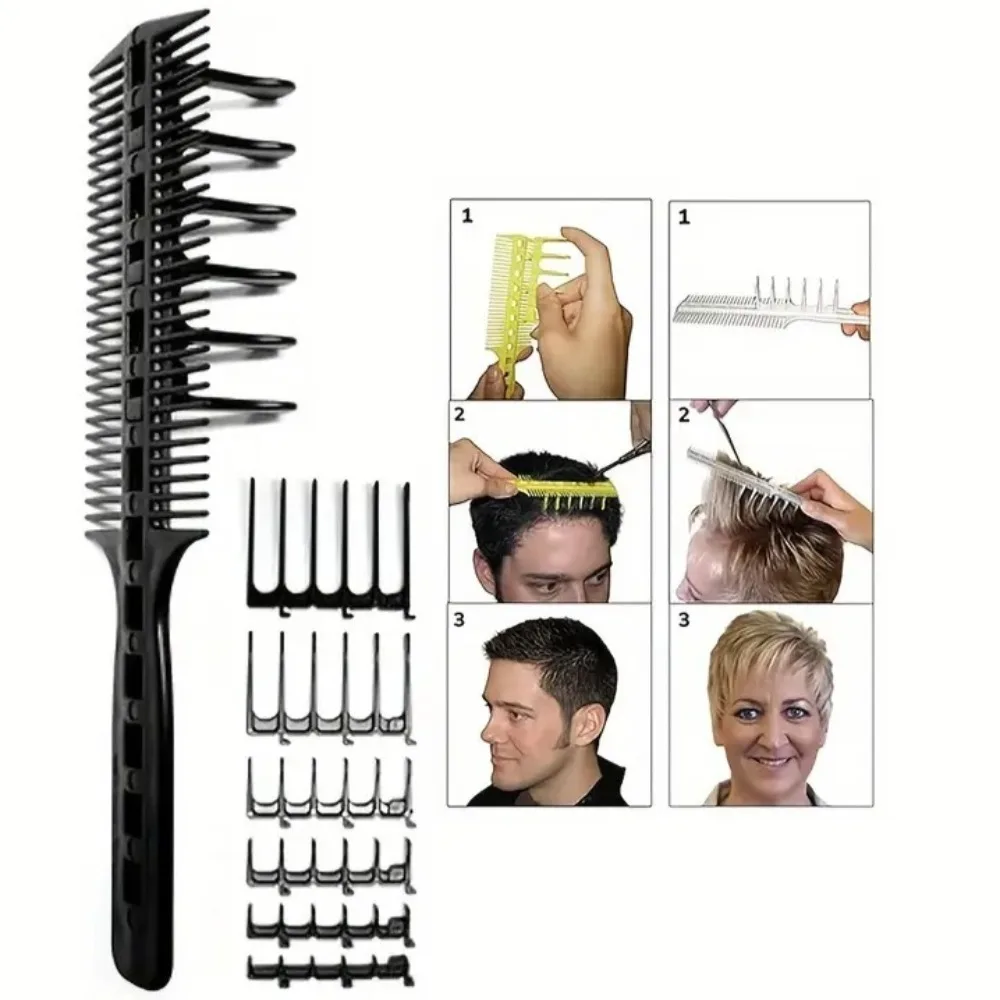 

Профессиональная парикмахерская направляющая расческа с 7 регулируемыми ограничителями, прочный АБС-пластик, идеальные расчески, аксессуары для парикмахера