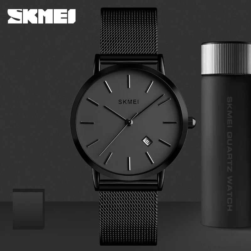 SKMEI في الهواء الطلق حركة الكوارتز ساعات المعصم سيدة الطلب الصغير عادية الفولاذ المقاوم للصدأ قطاع التقويم النساء الساعات Relogio Feminino