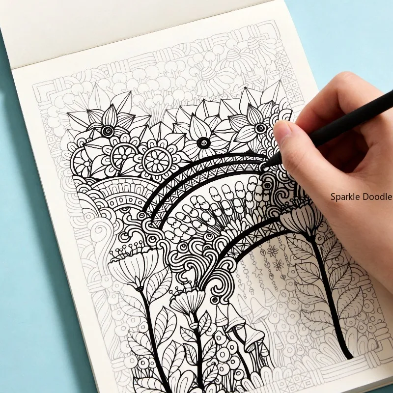 A Book for Adults To Calm Down, Relieve Anxiety, Control Pen, Sketch, Multi Theme Zen Wrap Painting Copy and Coloring, 24 Pages