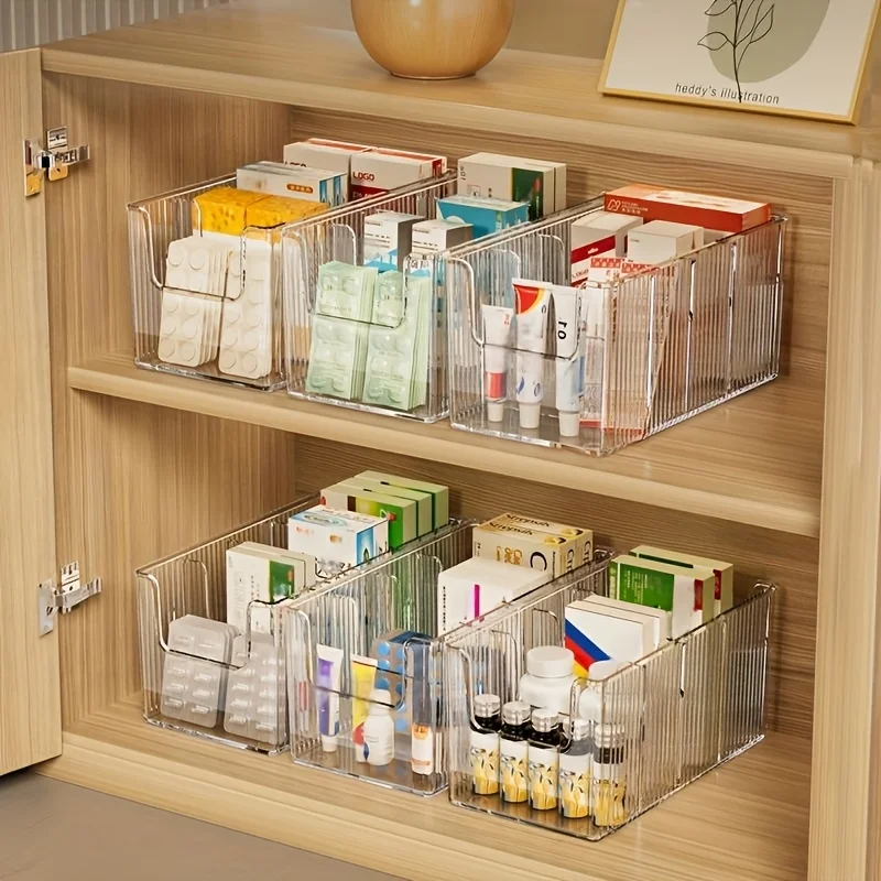 Acrylic Medicine Organizer Tray With Handle For Kitchen Bathroom Countertop Storage And Pill Organization Produce Box Bowl