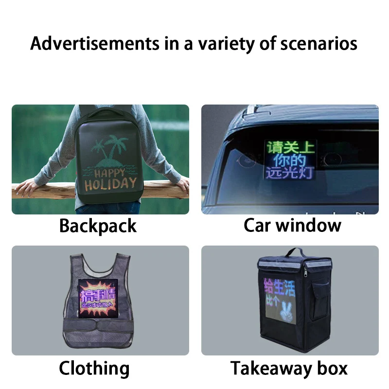 64*64 LED Display Screen On Car Rear Window Billboard Bluetooth APP Control Full Color Lighting Show Expression Screen Panel