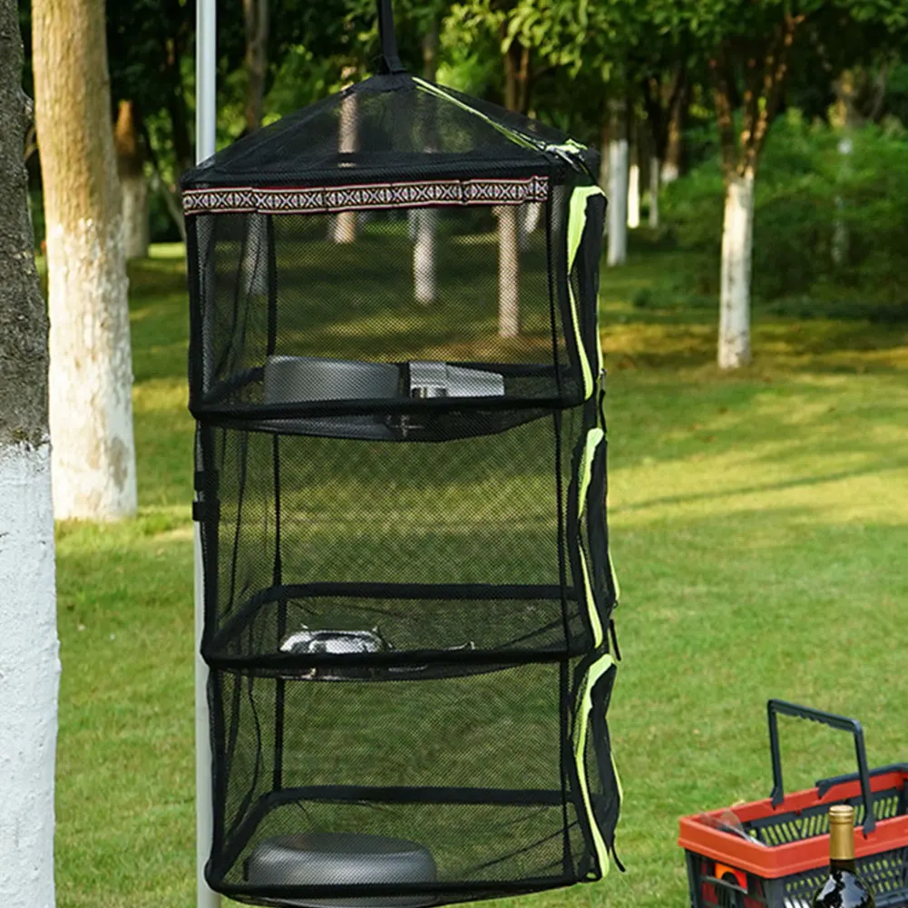 /Portable /3-Layer /Folding Drying Net Green Mesh Rack For Fruits Veggies Herbs Clothes Outdoor Camping Hiking Gear