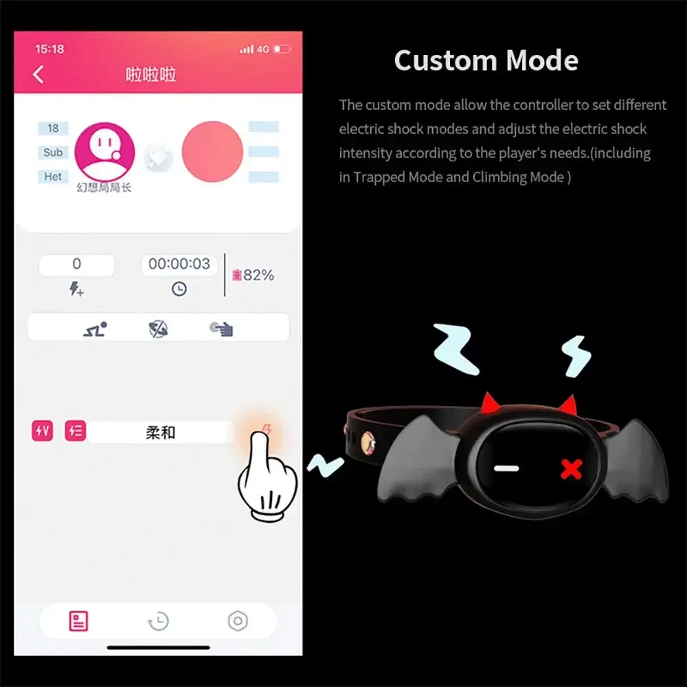 QIUI Little Devil APP Remote Control Electric Shock Collar Bondage BDSM Adult Porn Game Private Sex Toy Exotic Accessories 18+