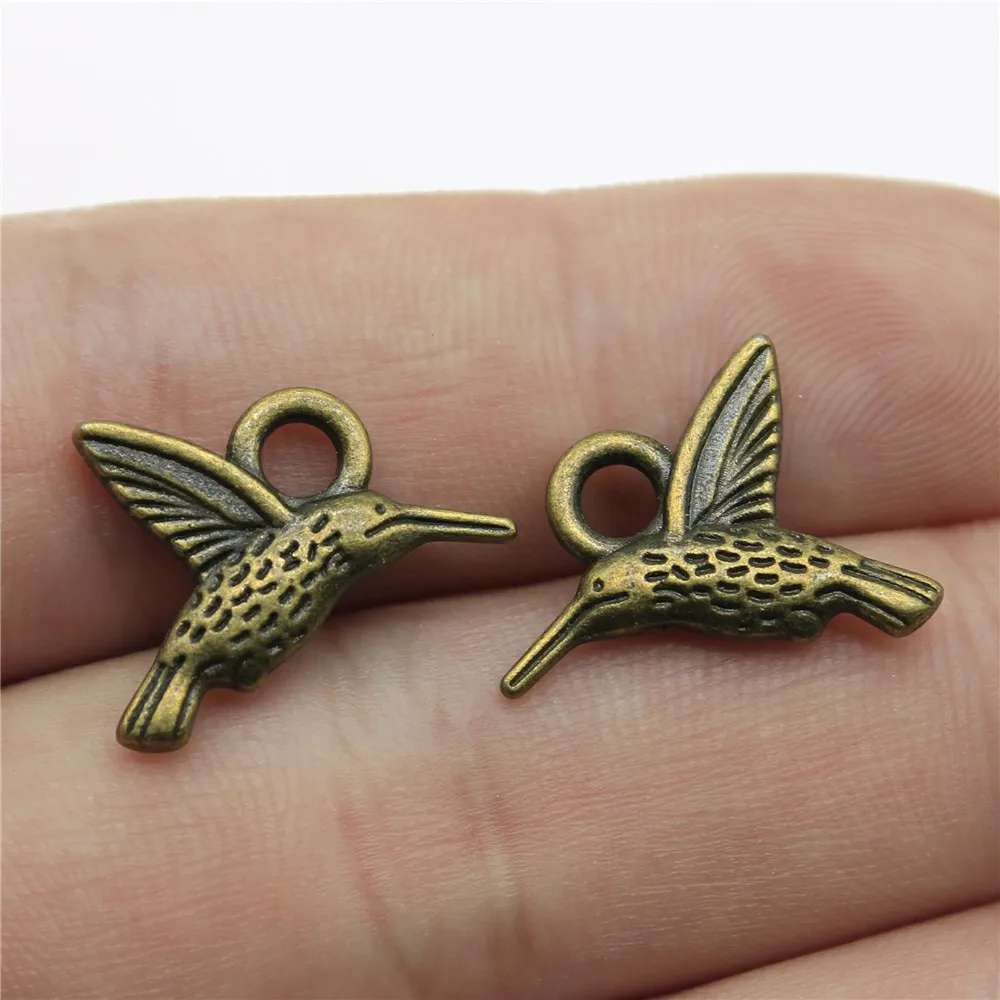 20pcs Charms Hummingbird Hummer Bird 19x15mm Tibetan Pendants Antique Jewelry Making DIY Handmade Craft For Necklace