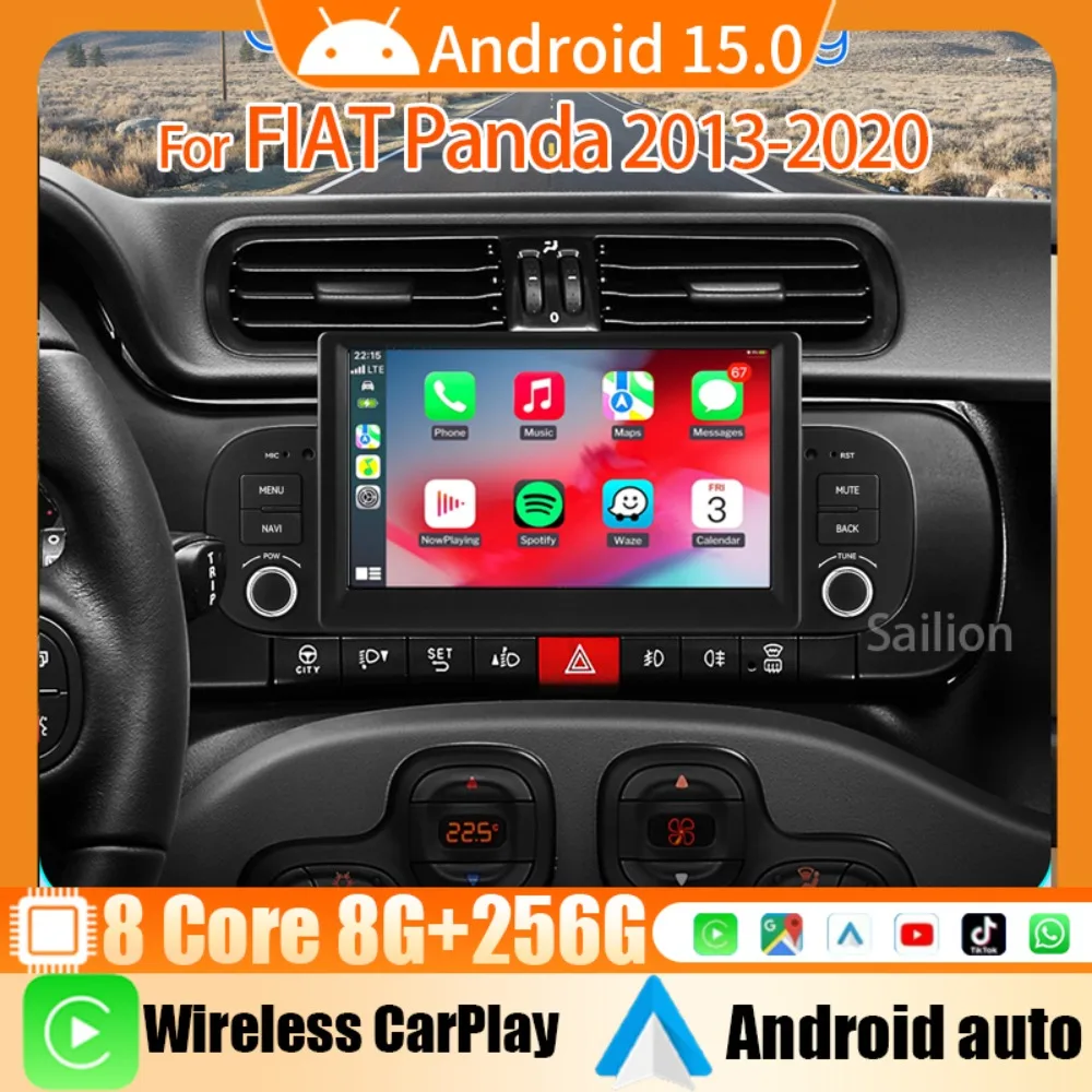 

2Din 7 "автомобильный радиоприемник для FIAT Panda 2013-2020, мультимедийный плеер с сенсорным экраном, беспроводной CarPlay + Android, авто GPS-навигация BT WIFI 4G