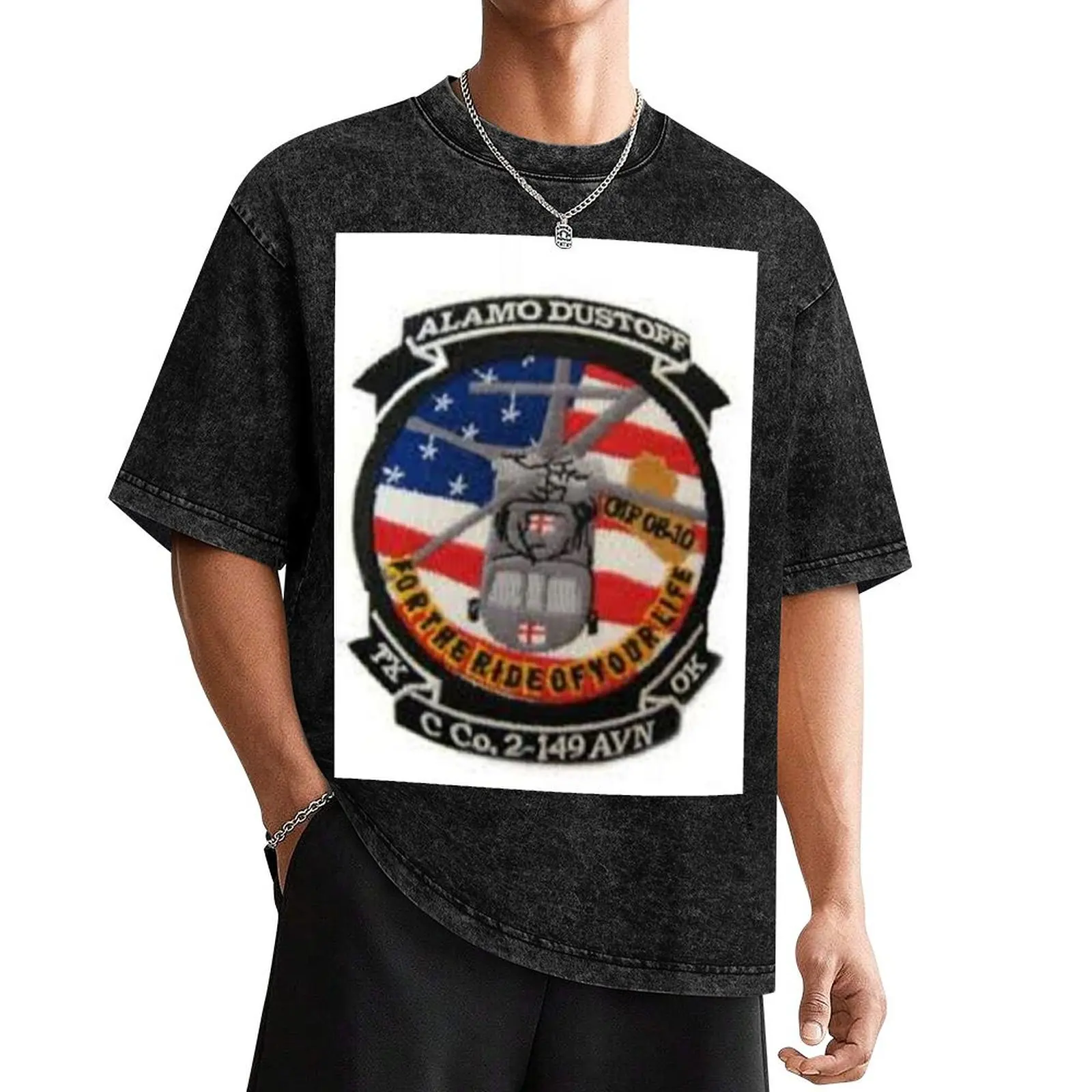 

US Army Tx C Co.2-149 AVN Ok ALAMO DUSTOFF Patch Sticker T-Shirt valentines clothes luxury clothing labubu mens tall t shirts