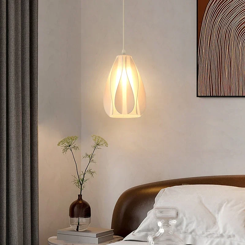 Bedroom bedside pendant lamp Nordic warm and creative cream style quiet wind lamp extremely simple modern homestay shop lamp